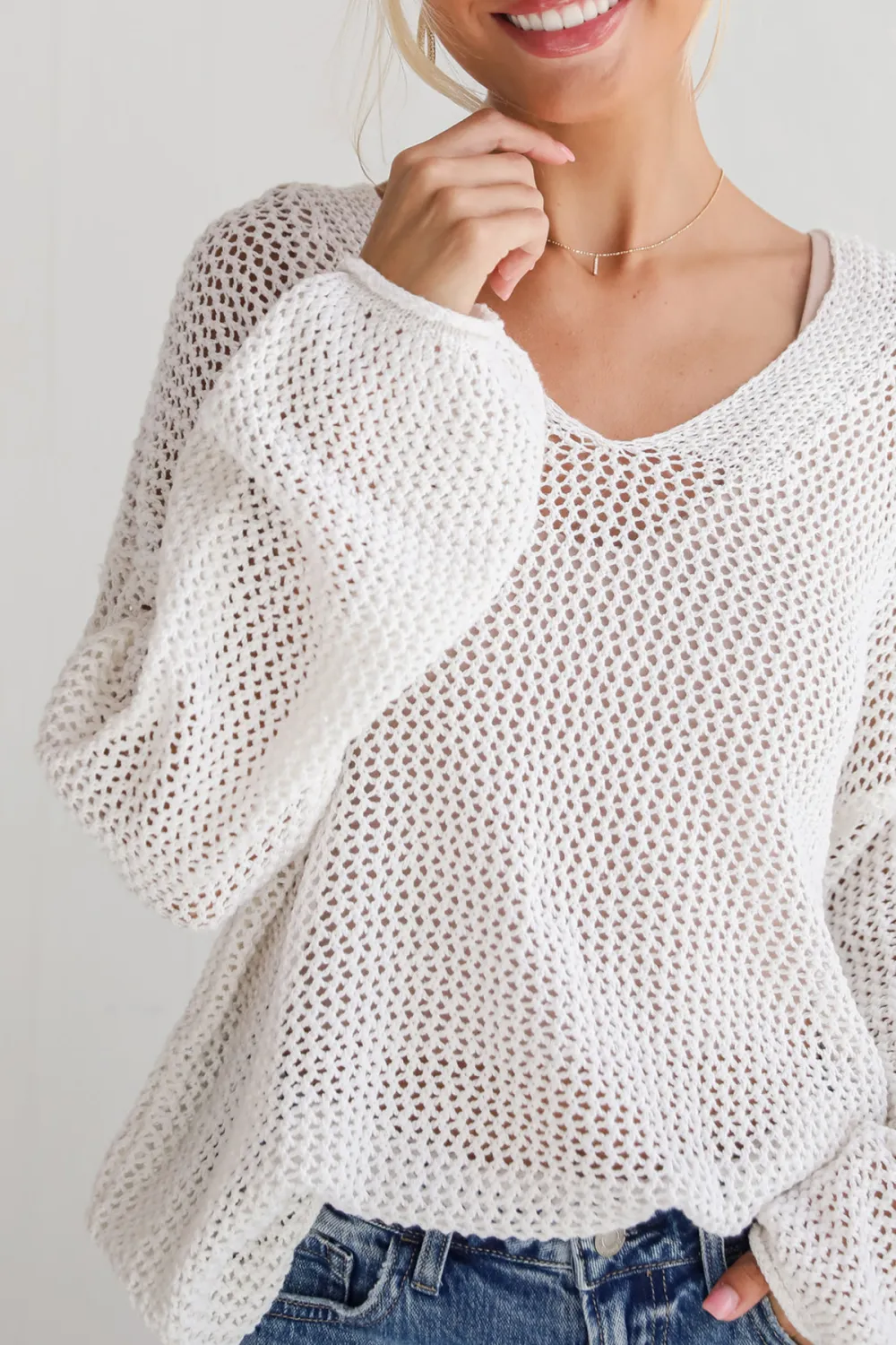 Ivory Open Knit Sweater