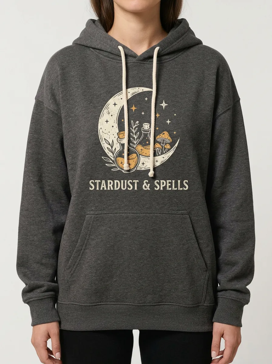 Women's Halloween Witchy Moon Mushroom Potion Printed Hoodie