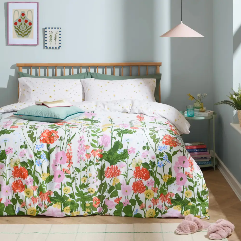 Classic Bedroom Reversible Floral Cotton Duvet Cover Set