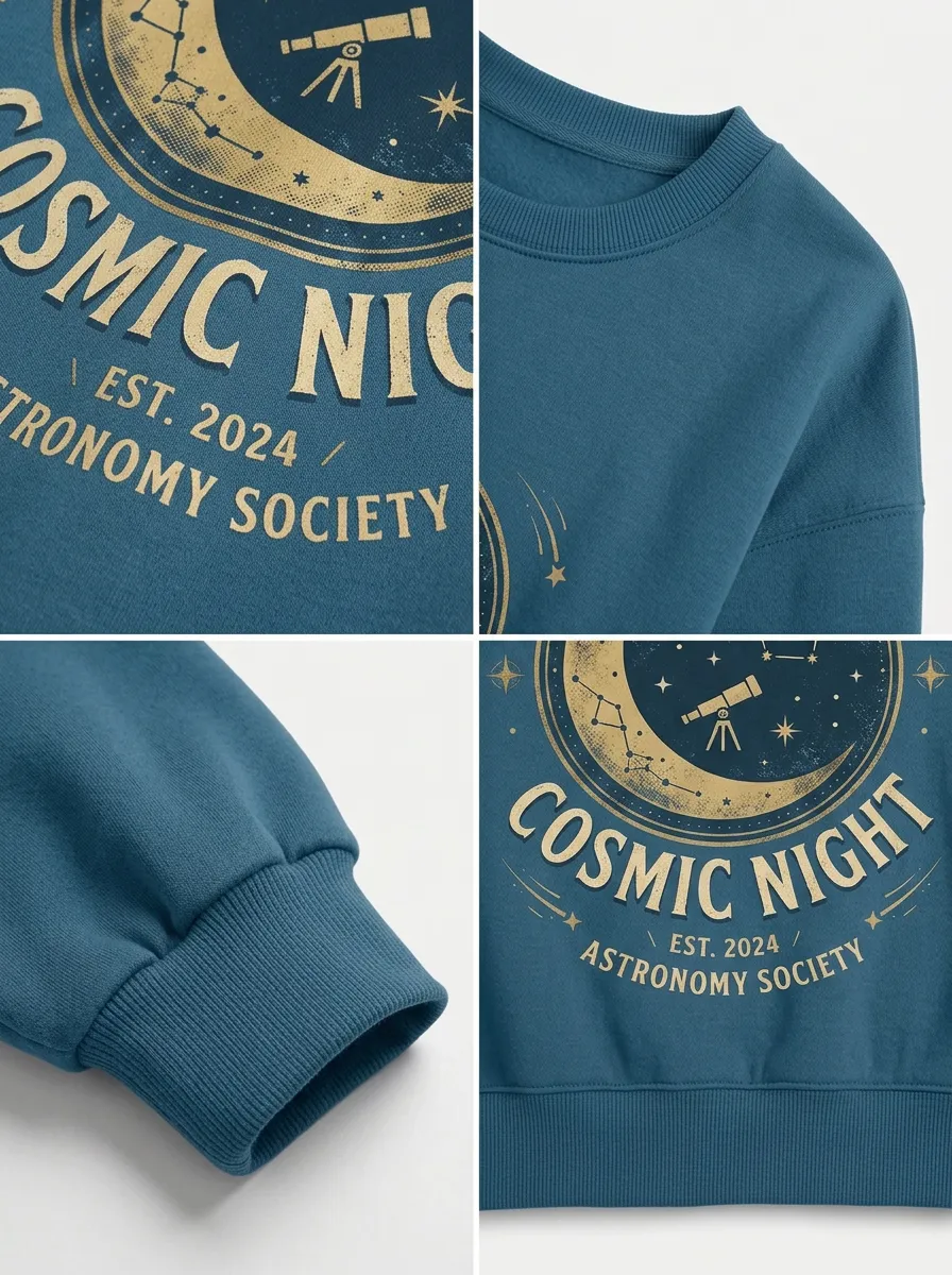 Women's Astronomy Lover Cosmic Night Moon Telescope Printed T-shirt