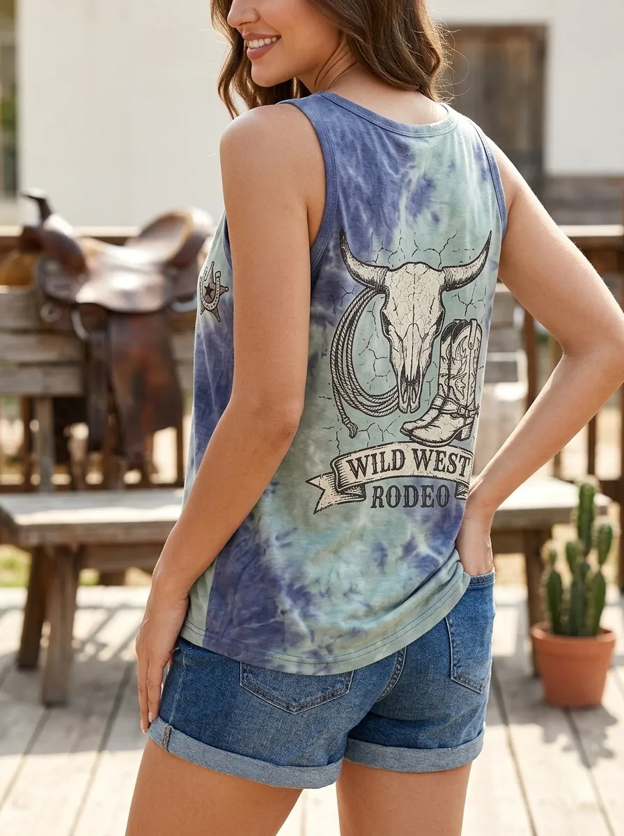 Western Rodeo Cow Tank Top