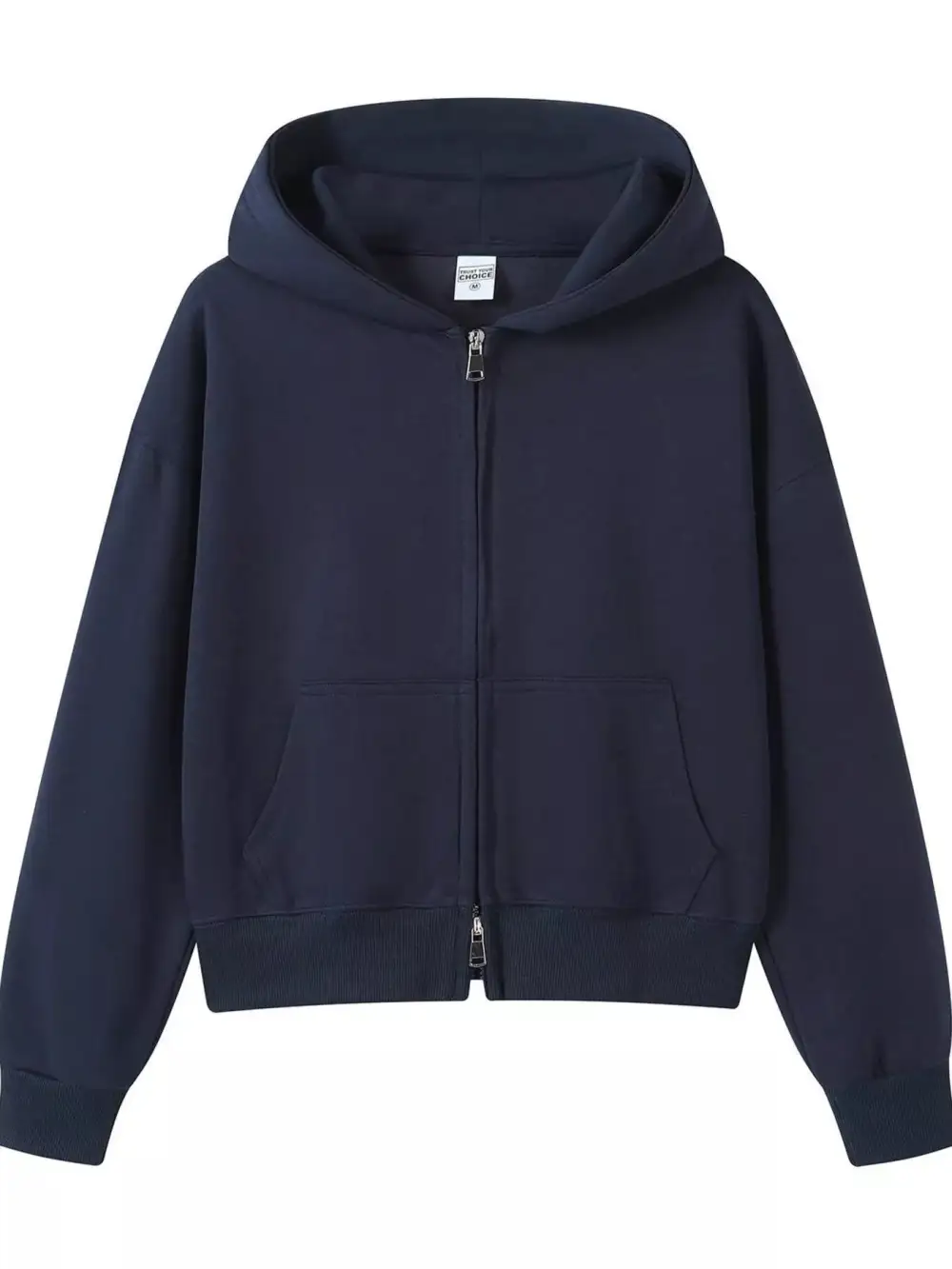 Zip-Detail Pocketed Long-Sleeve Hoodie