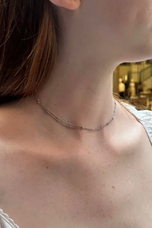 Layered Silver Chain Necklace
