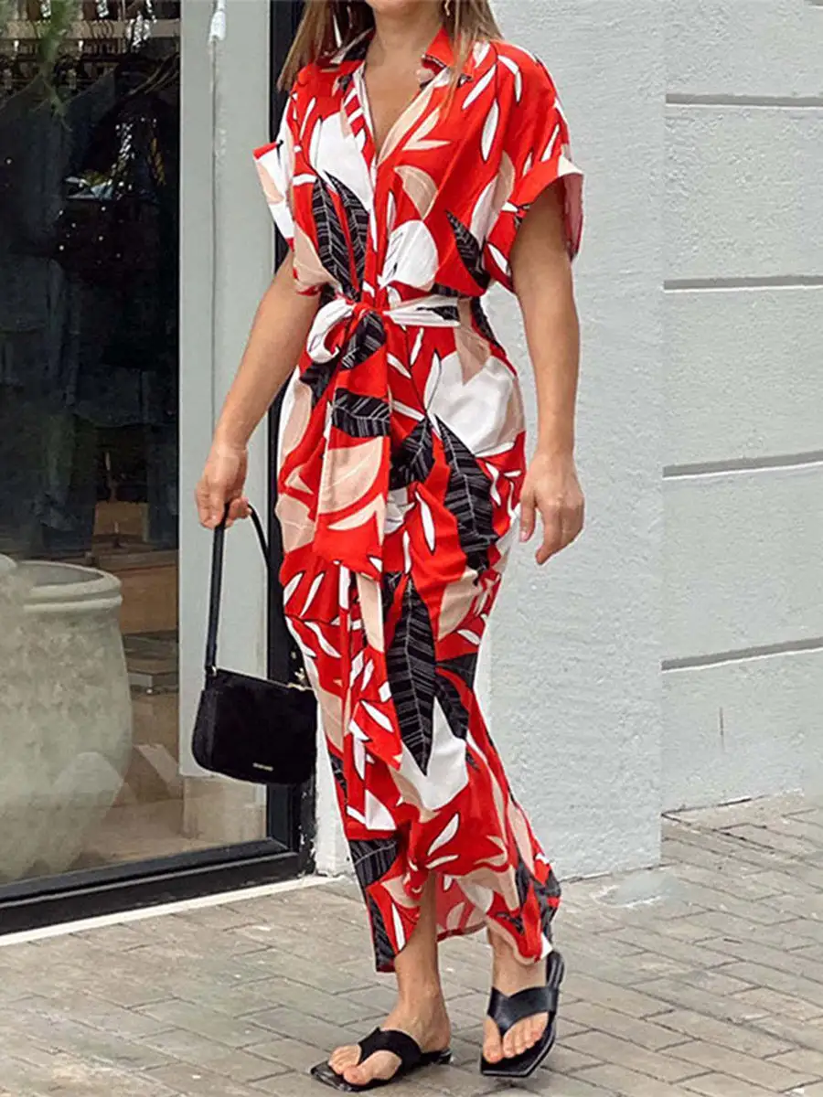 Elasticated Pleated Buttoned Shirt Maxi Dress