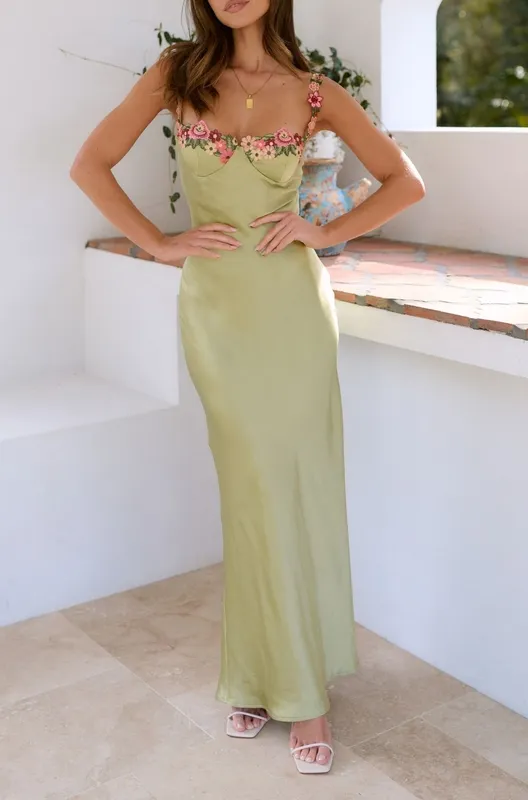 Floral Strap Slim Maxi Dress