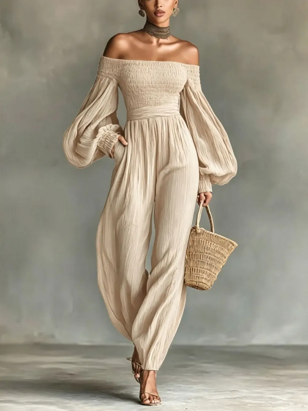 Genesis Balloon Sleeve Ruch Jumpsuit