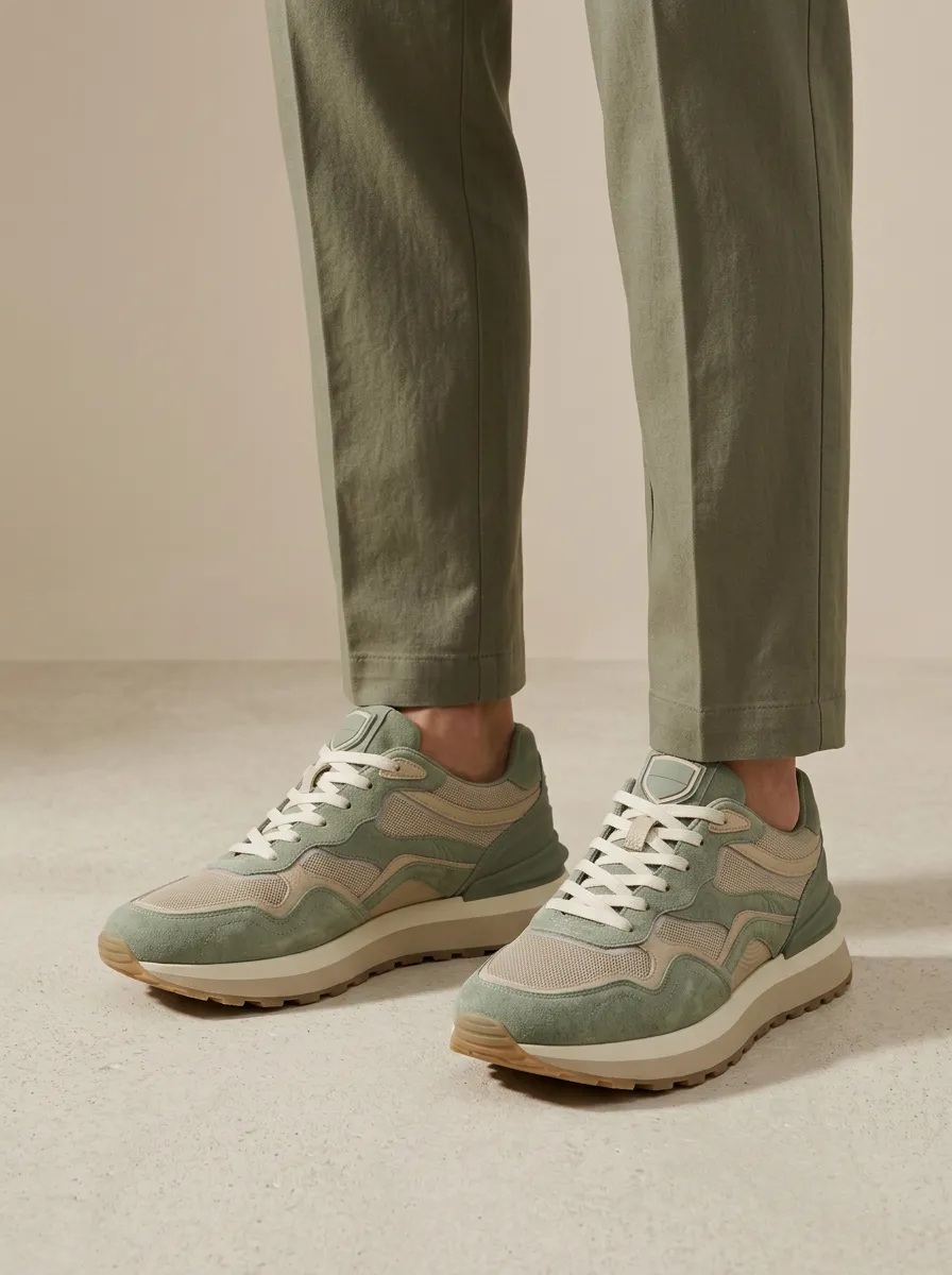 Unisex Suede Mesh Patchwork Casual Sneakers