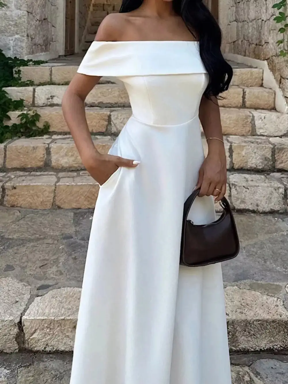 Off Shoulder A Line Maxi Dress