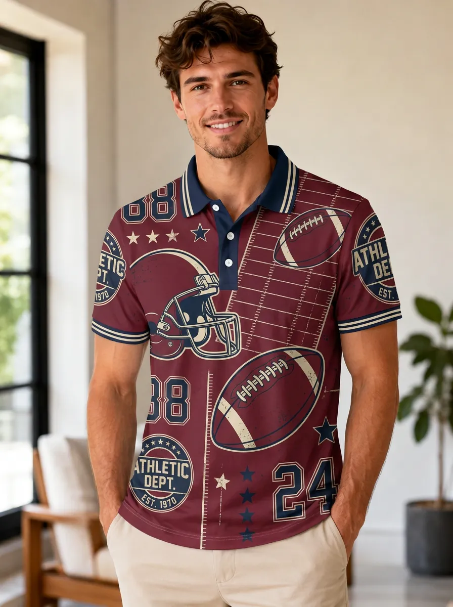 Men's Heritage Gridiron Helmet Graphic Polo Shirt