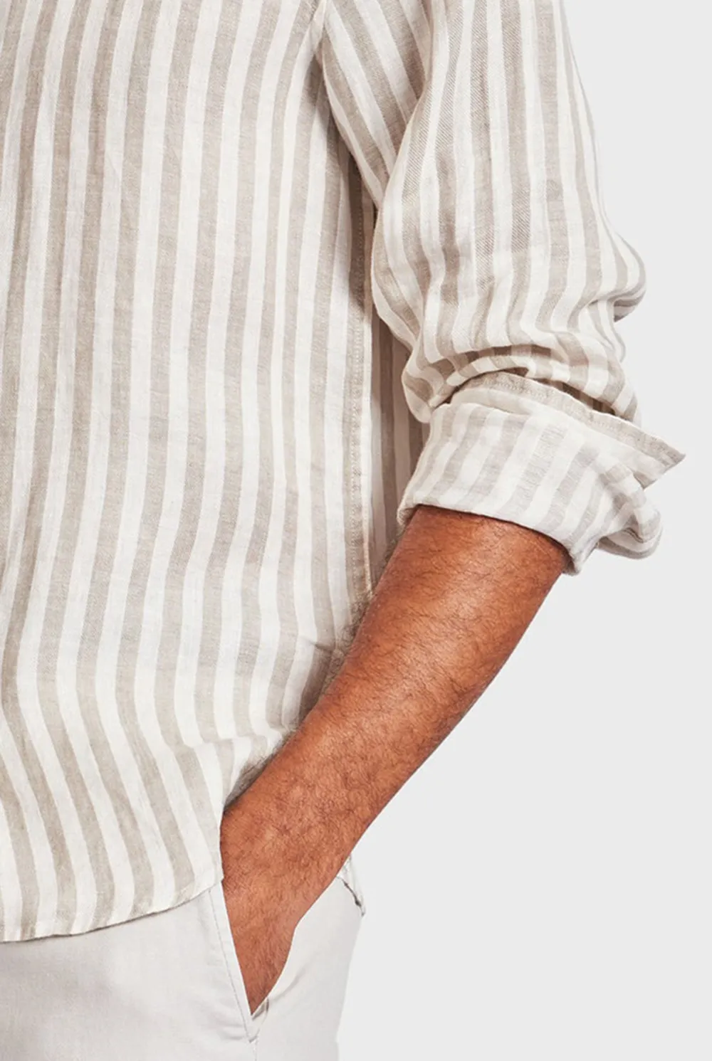 Vertical Stripe Cotton Casual Button Down Shirt