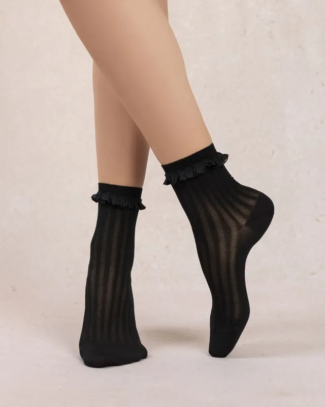 Cotton Ruffled Ribbed Socks
