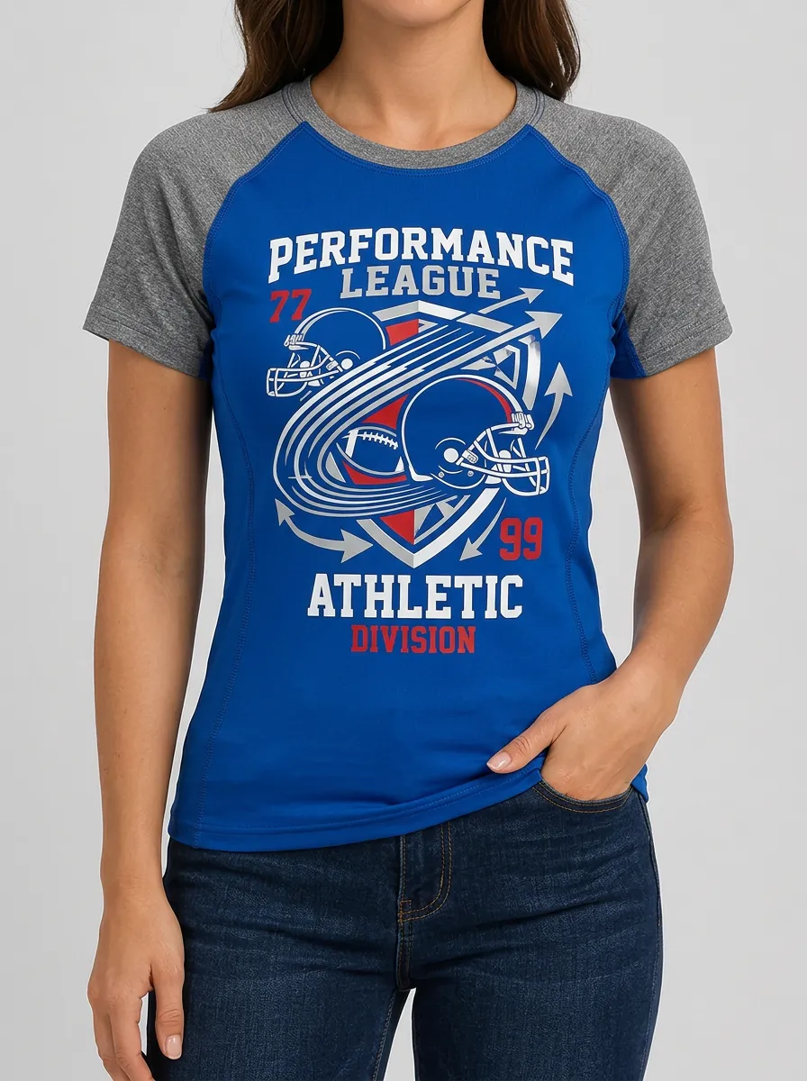 Women's Football League Helmet Graphic Printed Raglan Top