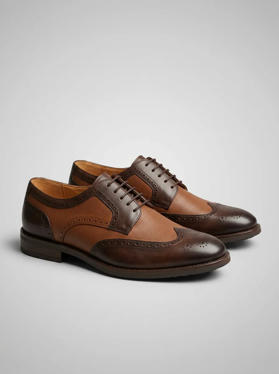 Men's Business Formal Brogue Printed Leather Shoes
