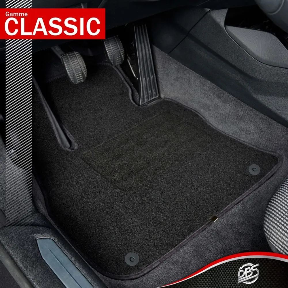 Car Floor Mat – Made to Measure – 3 Pieces – Non-Slip – Black Needle Felt 900 g/m² – Velour Manufacturing – Star Range – 1763702