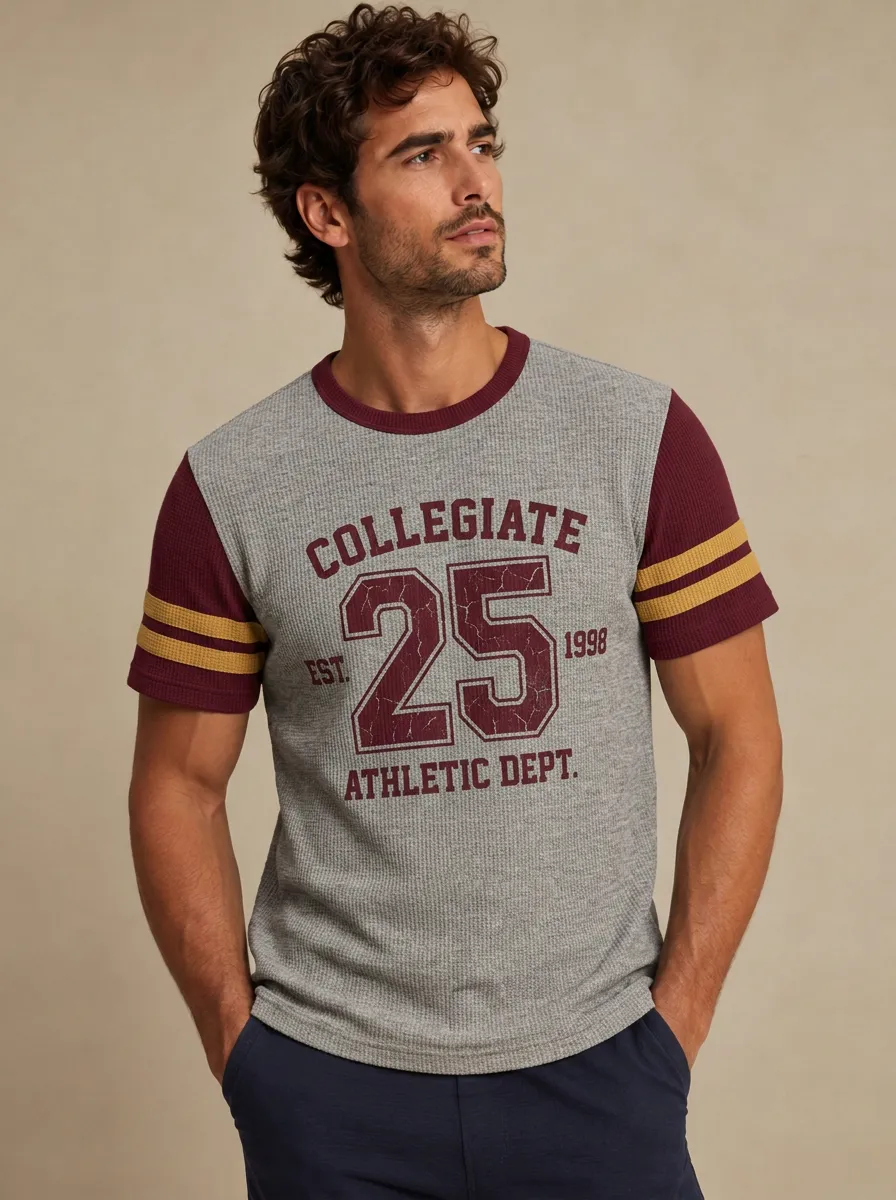 Men's Collegiate Athletic 25 Number Printed Waffle Knit T-shirt