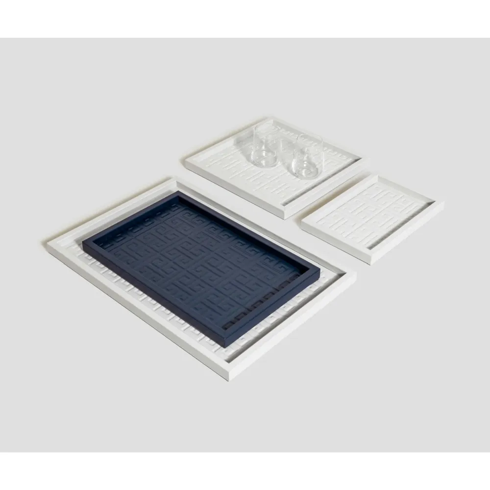 Embossed Leather Rectangular Tray