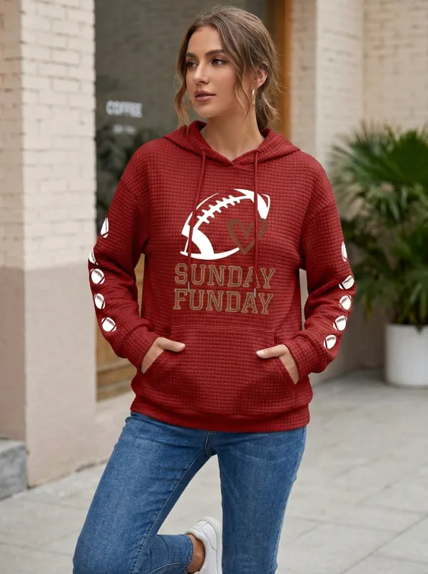 Women's Classic Gridiron Sunday Funday Heart Graphic Graphic Hoodie
