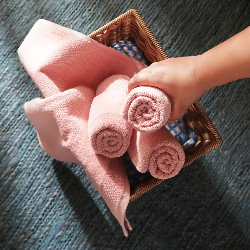 Soft Pink Cotton Hand Towel Set