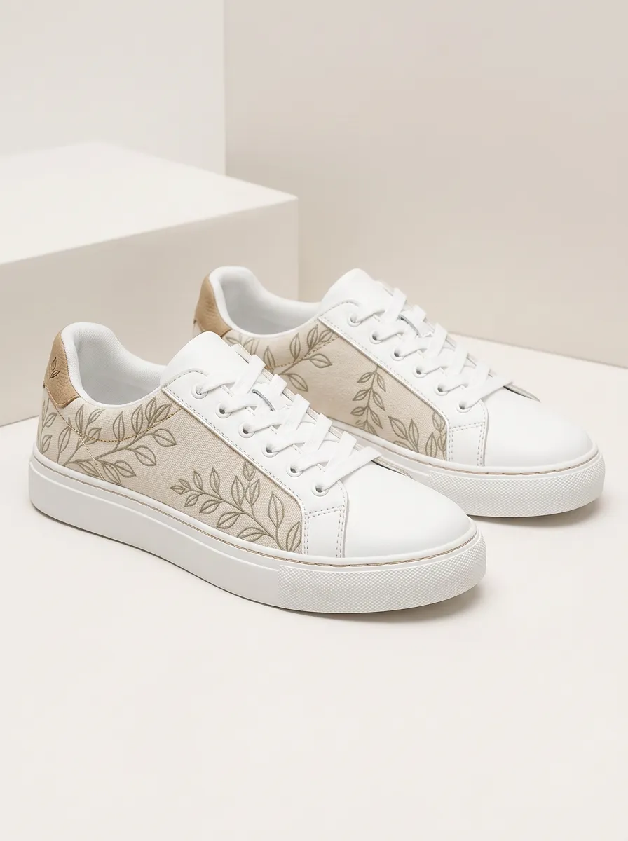Men's Casual Botanical Leaf Pattern Printed Casual Sneakers