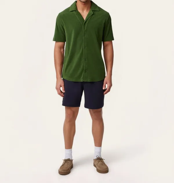 Short Sleeve Terry Shirt Dark Green