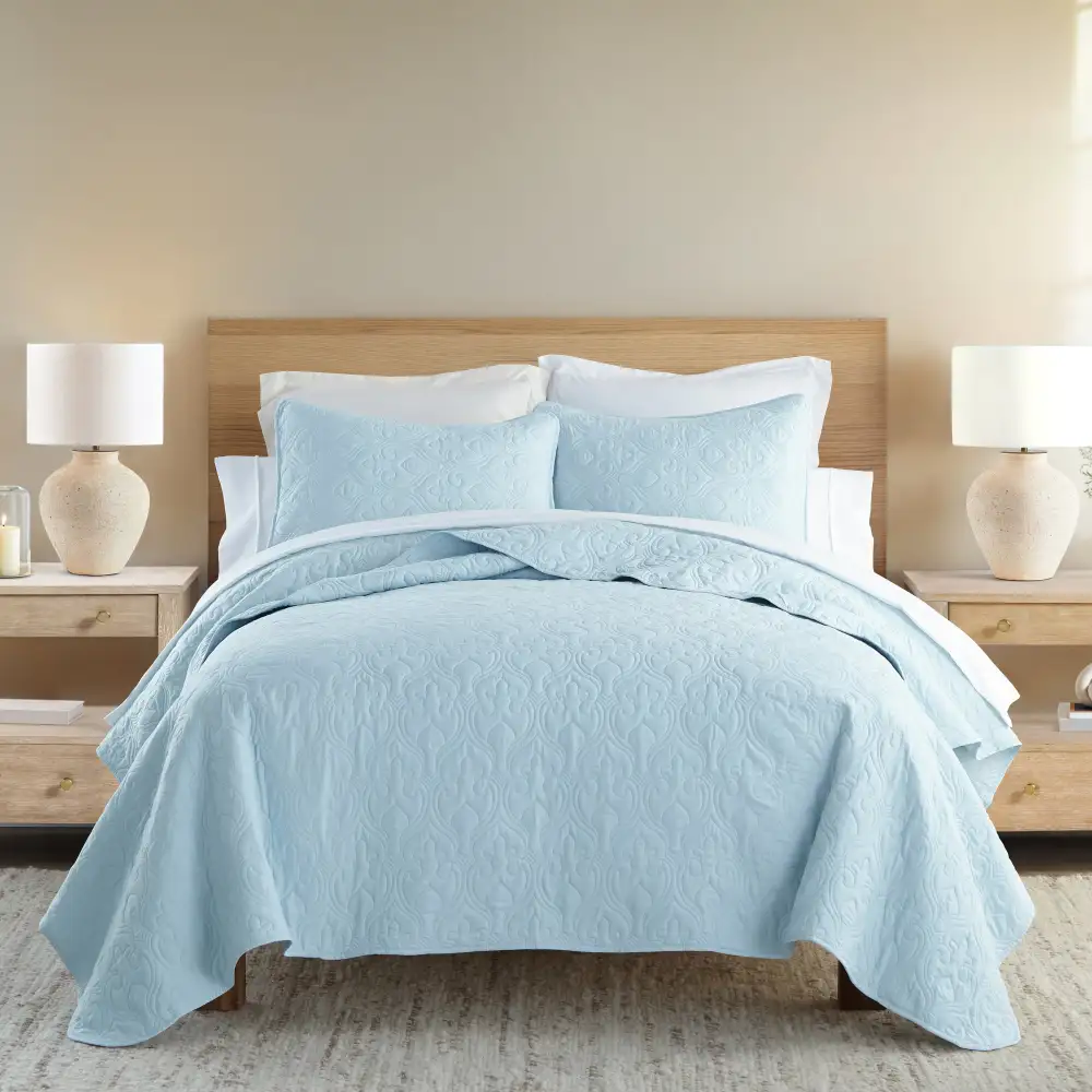 Damask Quilted Coverlet Set