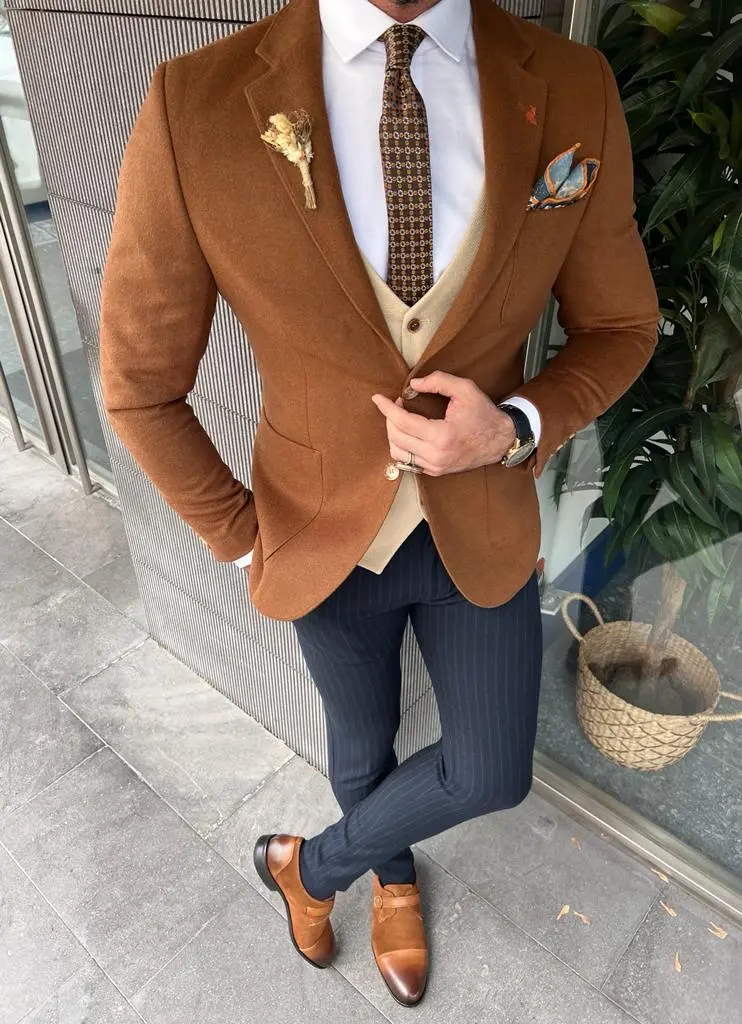 Slim Fit  Italian Fabric Stamped Blazer