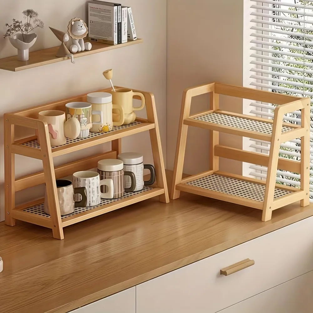 2-Tier Wooden Storage Shelf