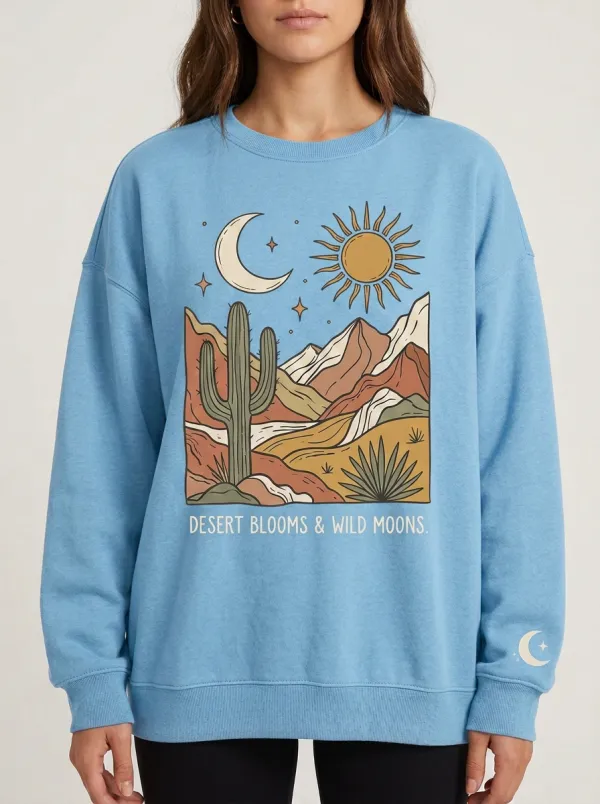 Desert Cactus Sun Moon Sweatshirt