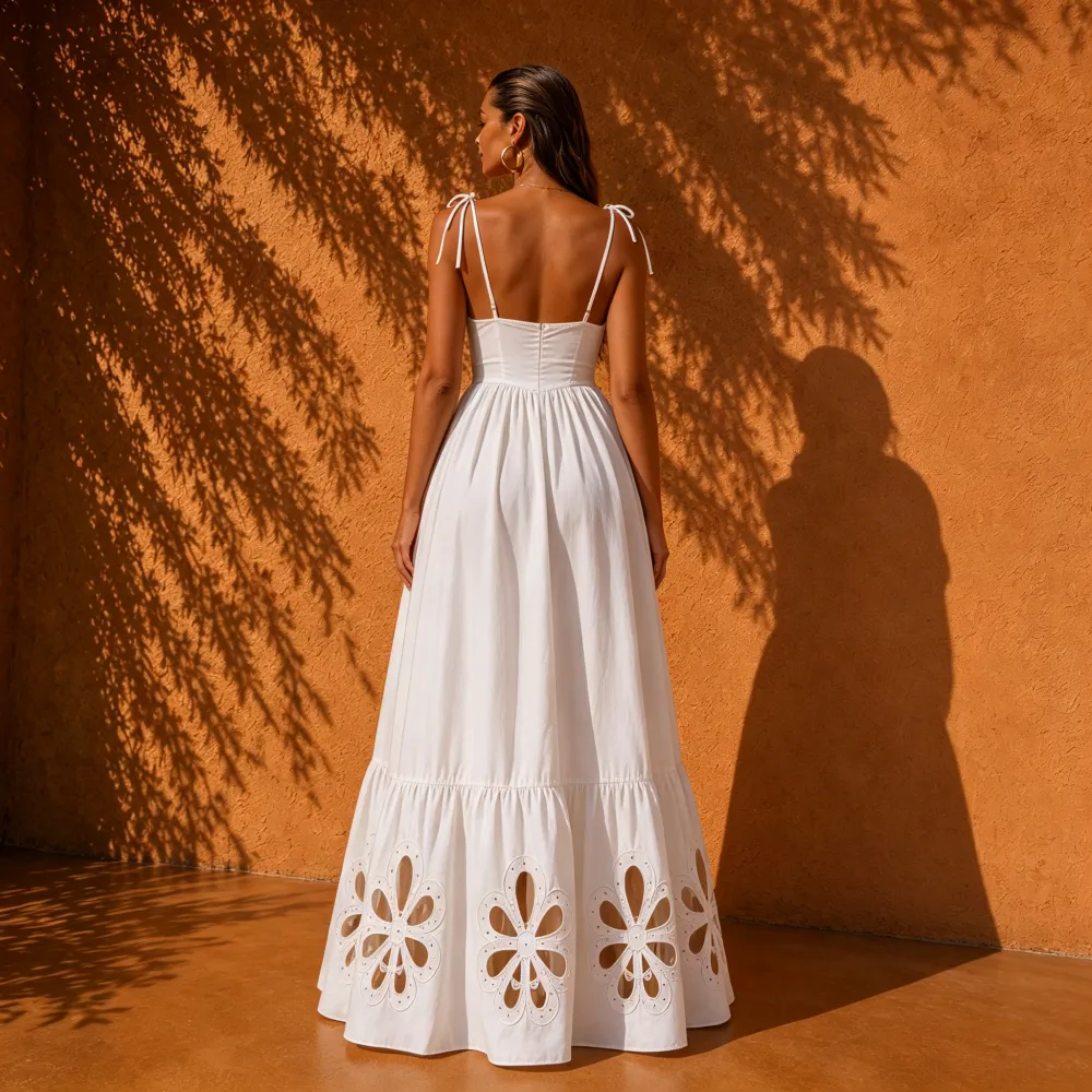 Liora White Cut-Out Maxi Dress