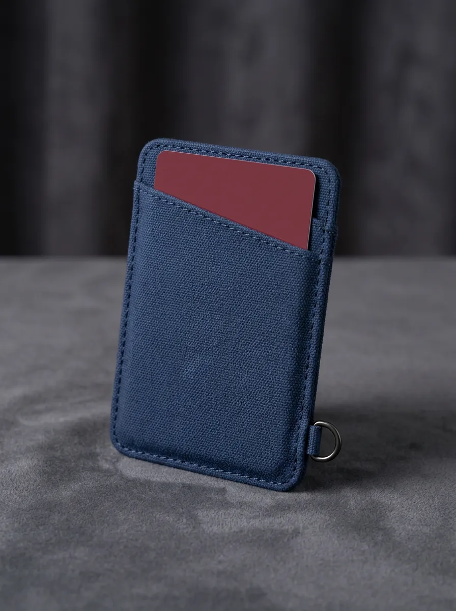 Navy Canvas Phone Card Holder
