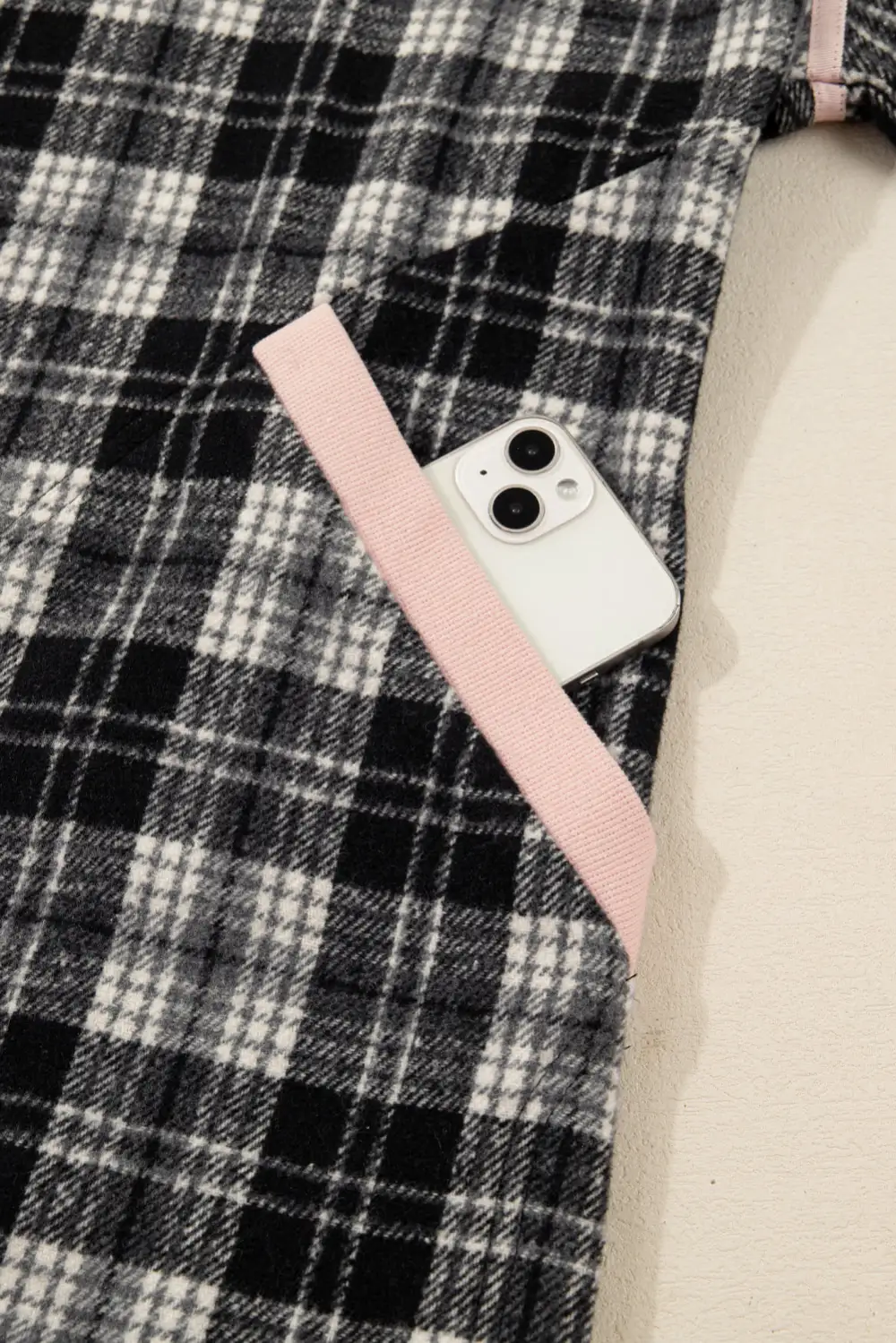 Lightweight Feel Plaid Zip Front Long Sleeve Mini Dress