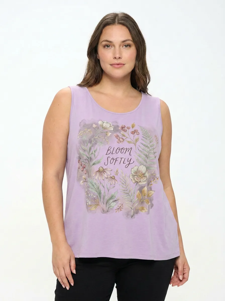 Women's Botanical Nature Lover Bloom Softly Printed Tank Top