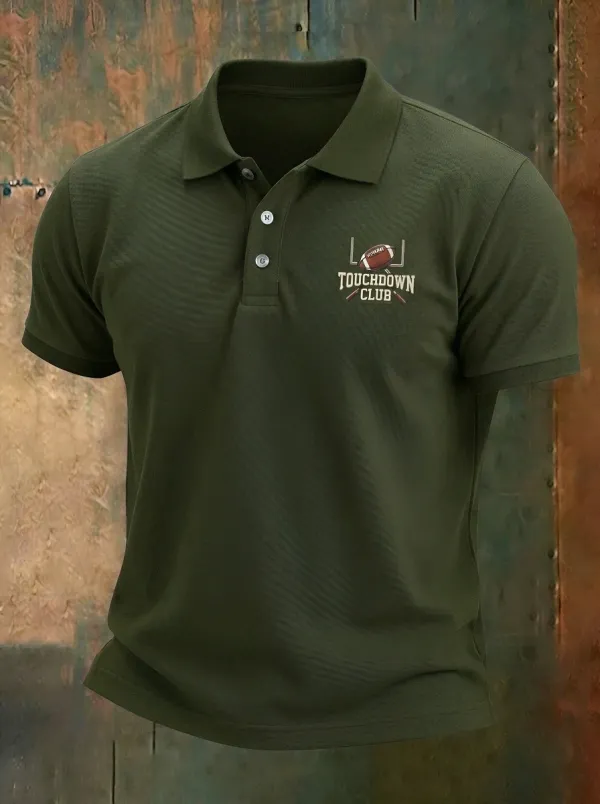 Men's American Football Touchdown Club Printed Polo Shirt
