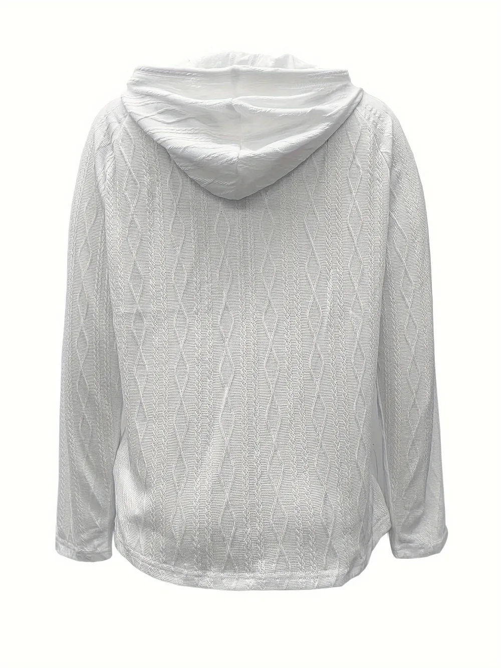 Cable Knit Drawstring Hooded Sweater Casual Long