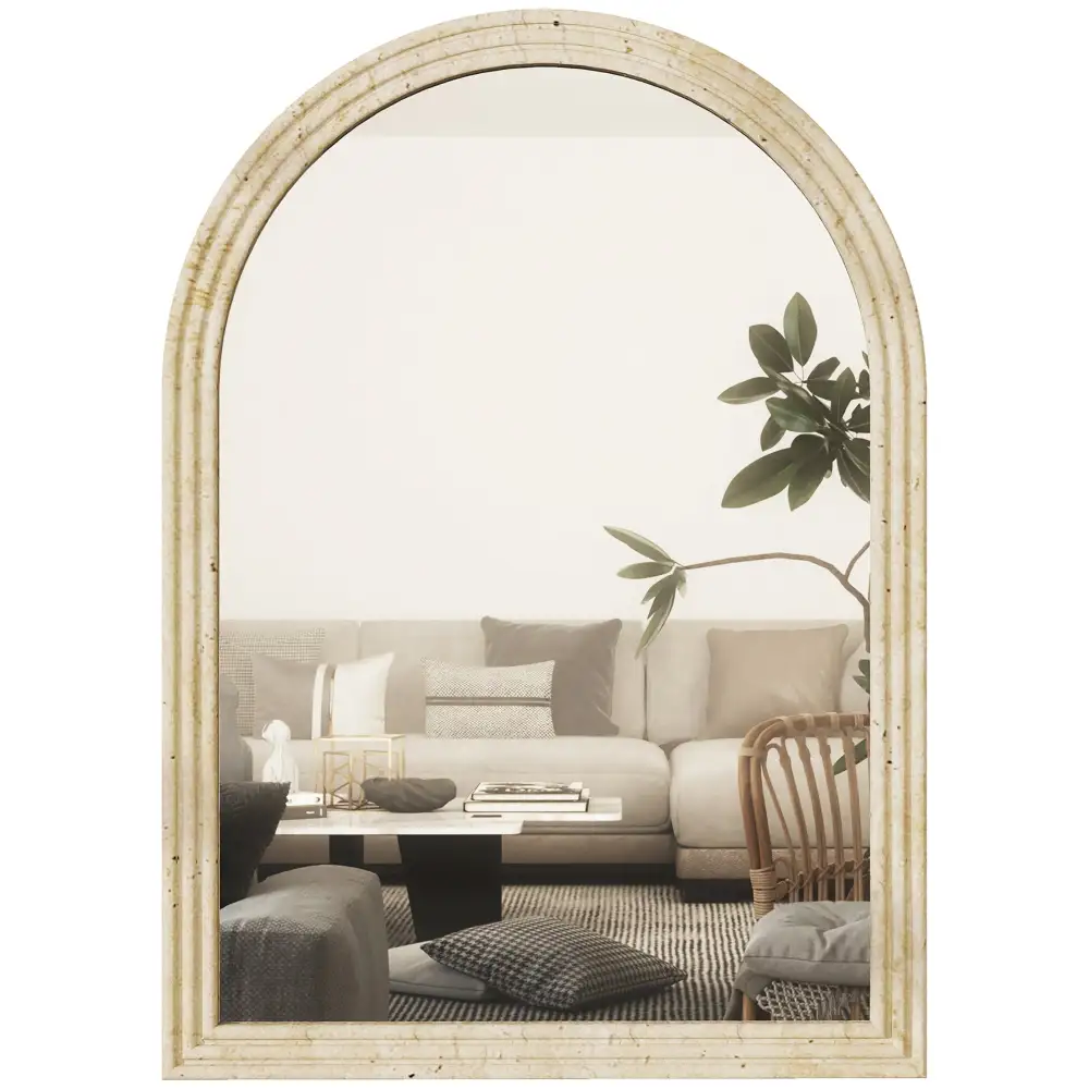 Grooved Edge Arched Wall Mirror
