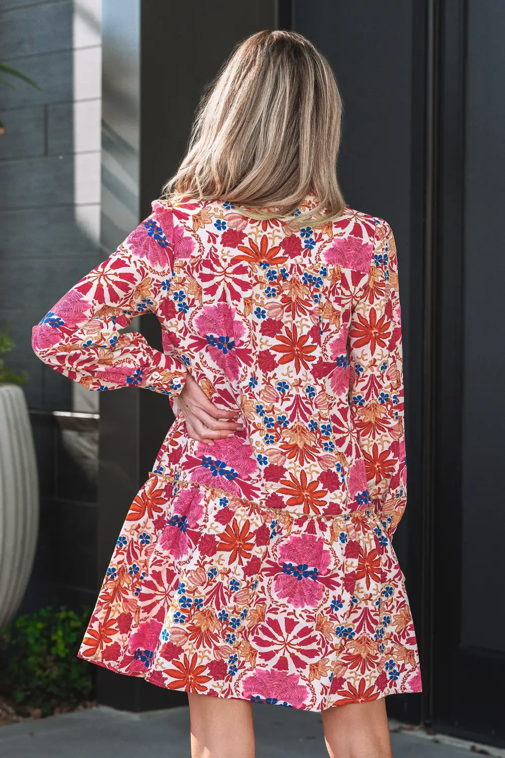 Floral Printed Long Sleeve Mini Dress