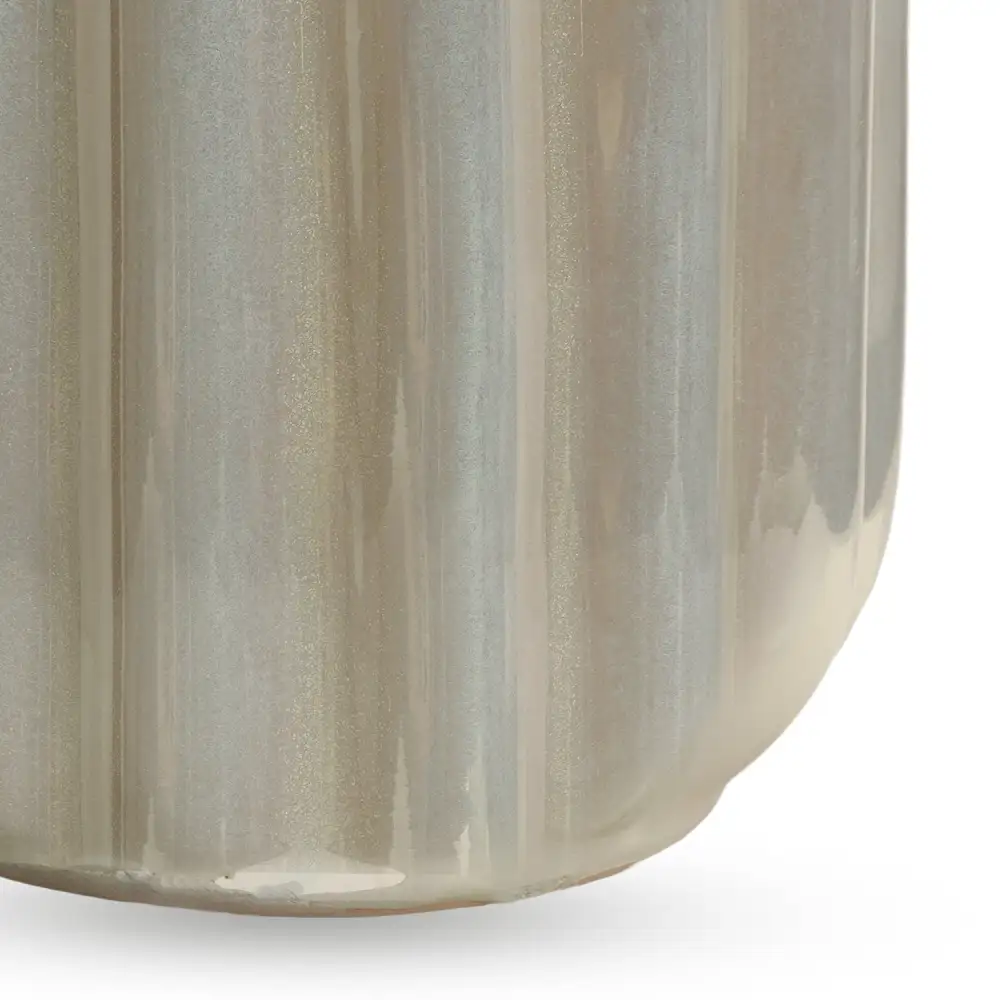 Ivory Ribbed Ceramic Vase