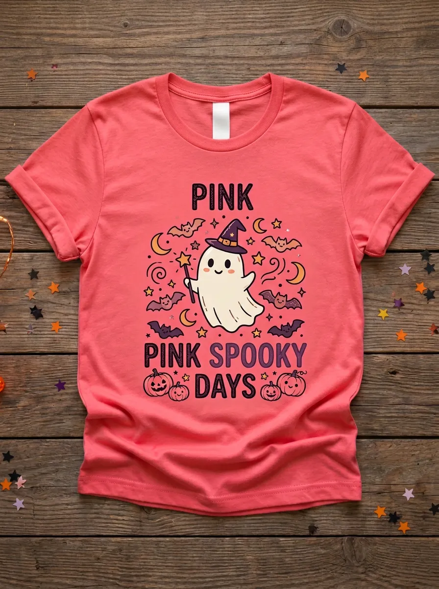 Ghost Witch Halloween Graphic T-Shirt