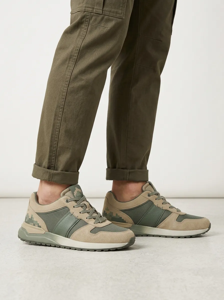 Unisex Military Style Pixel Camo Print Sneakers