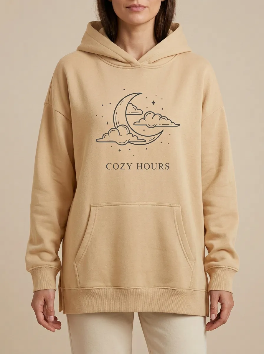 Celestial Cozy Hours Moon Clouds Hoodie