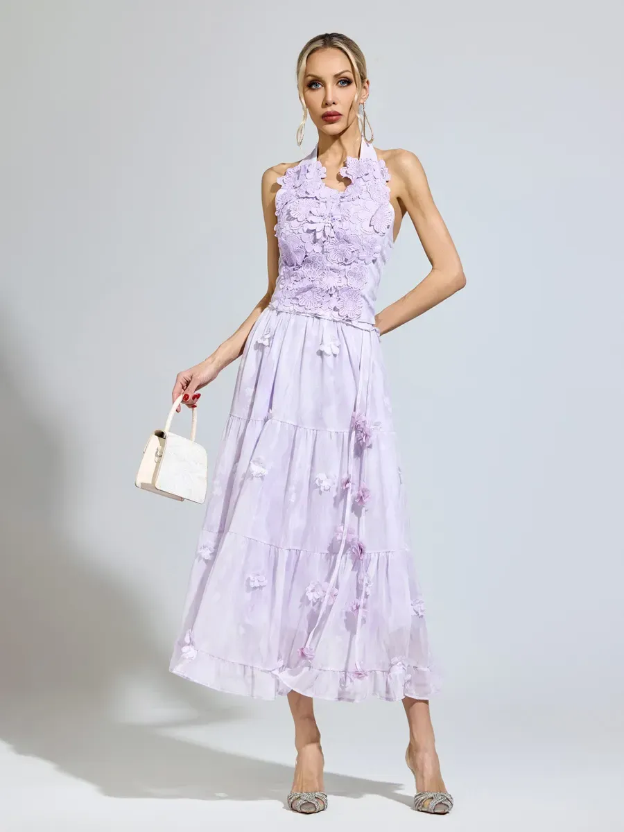 Talia Purple Lace Two-Piece Set