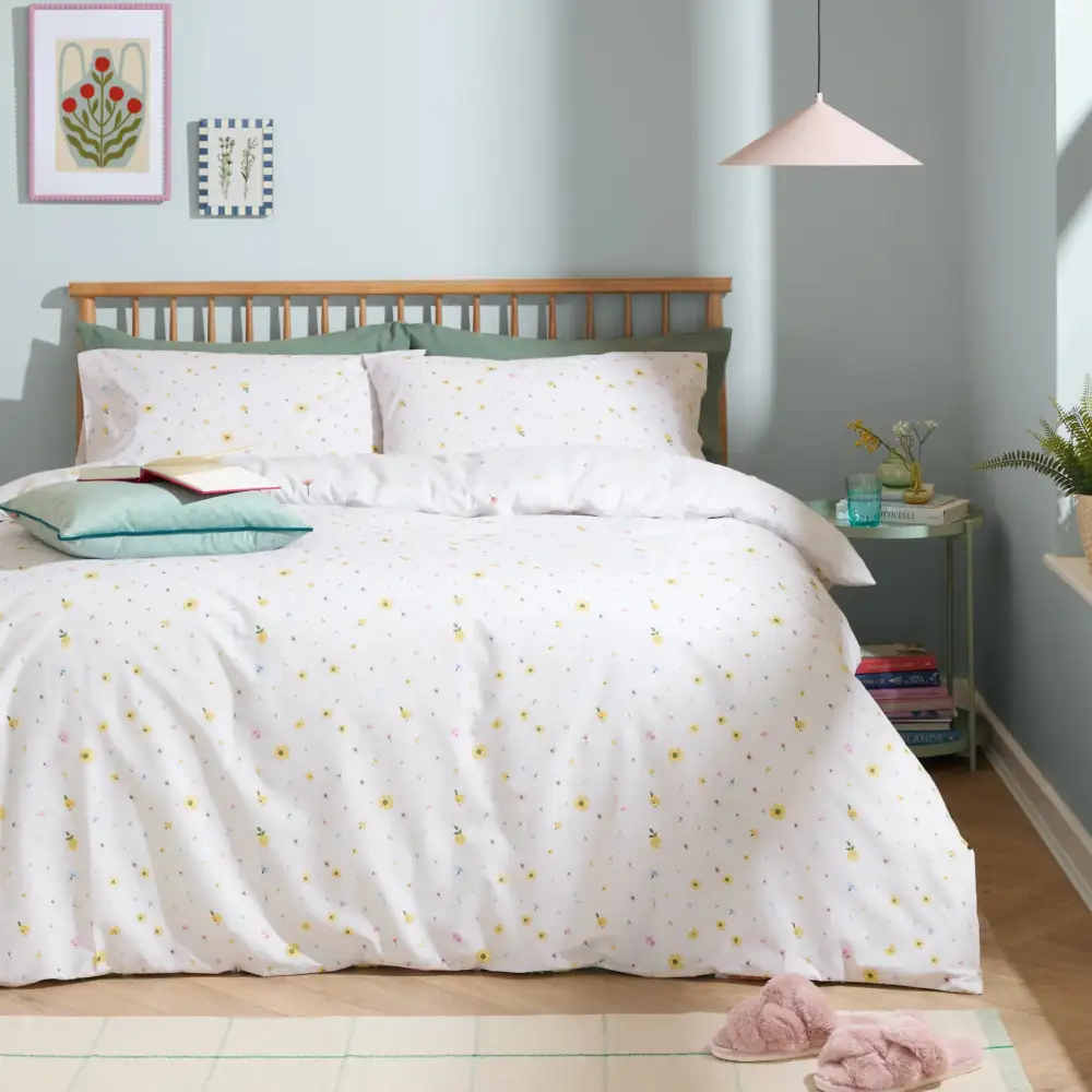 Classic Bedroom Reversible Floral Cotton Duvet Cover Set