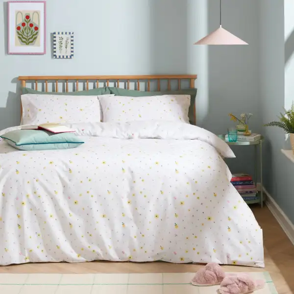 Classic Bedroom Reversible Floral Cotton Duvet Cover Set