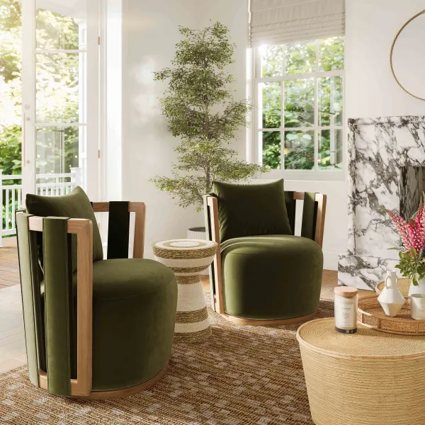 Swivel Modern Velvet Textured Weave Accent Chair
