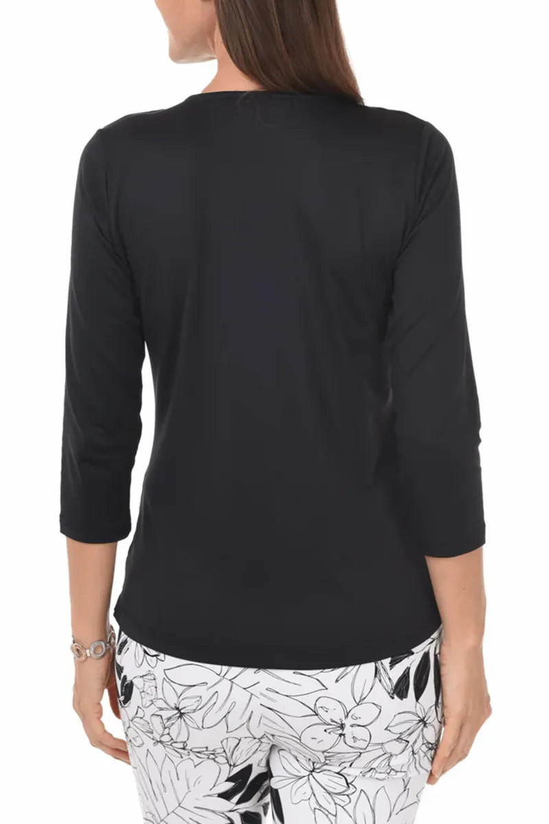 Nylon Silky V-Neck Solid Tee