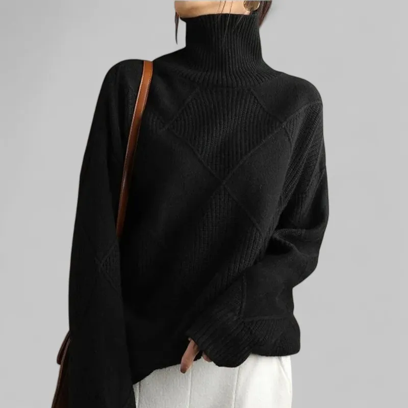 Winter Oversized Patterned Turtleneck Sweater