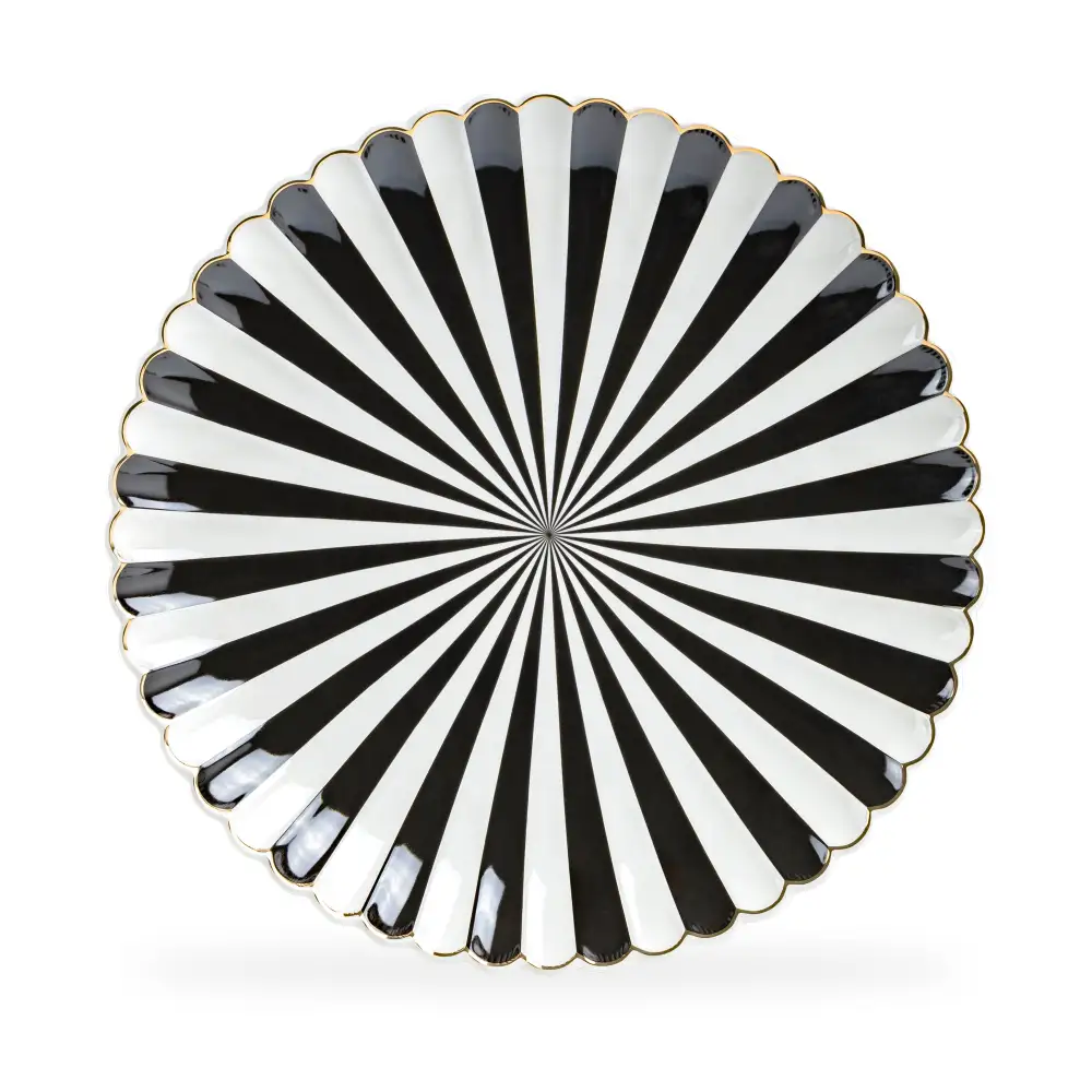Striped Scalloped Porcelain Charger Plate