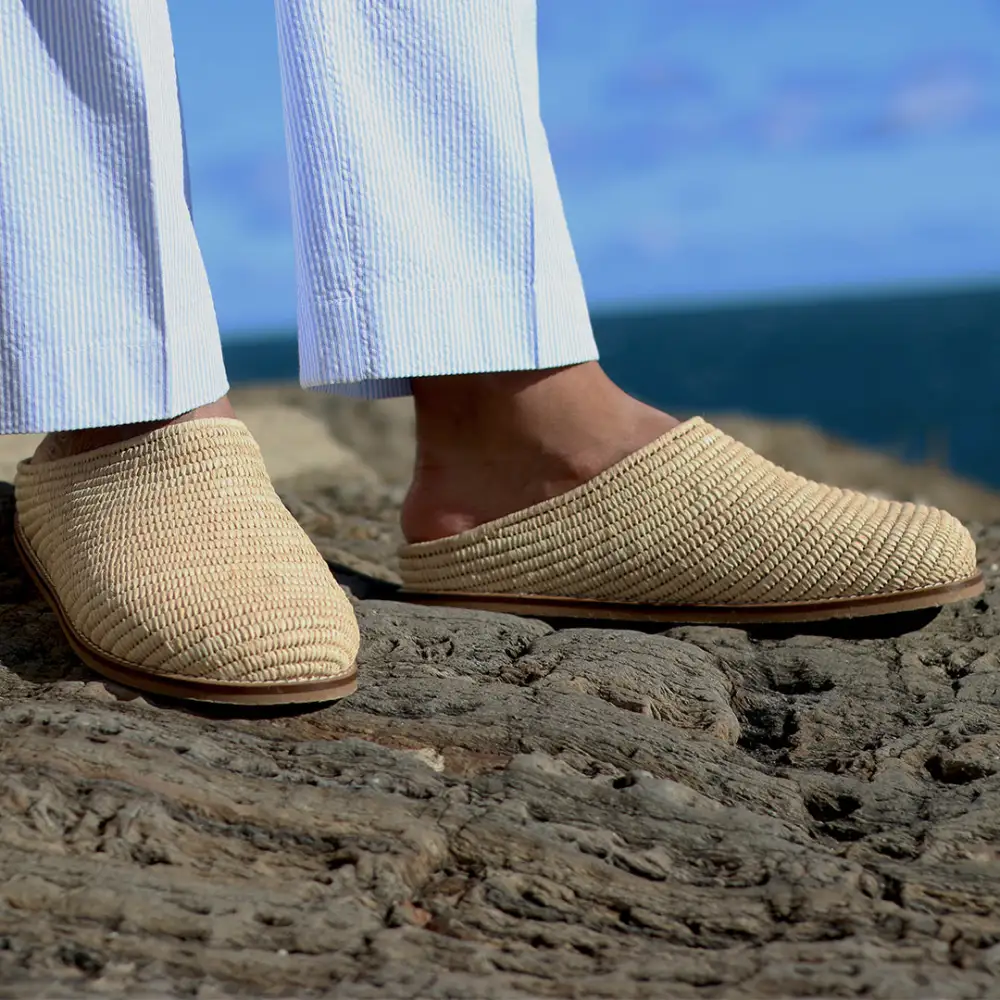 Natural Raffia Comfort Slippers