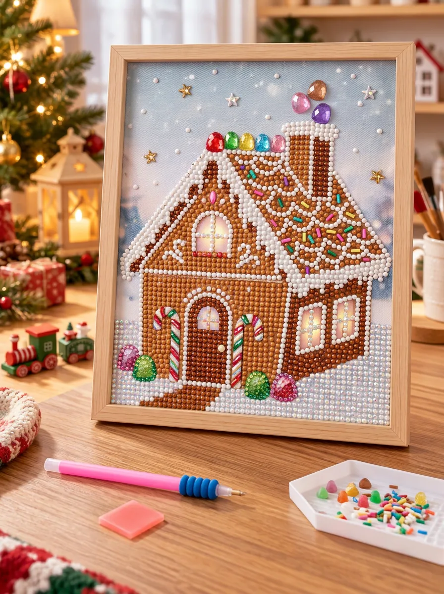 Classic Gingerbread House Candy Christmas DIY Diamond Painting Kit