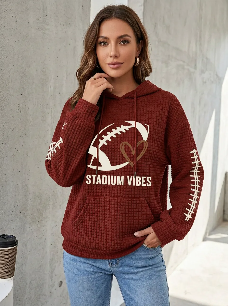 Women's Football Stadium Vibes Heart Graphic Printed Hoodie